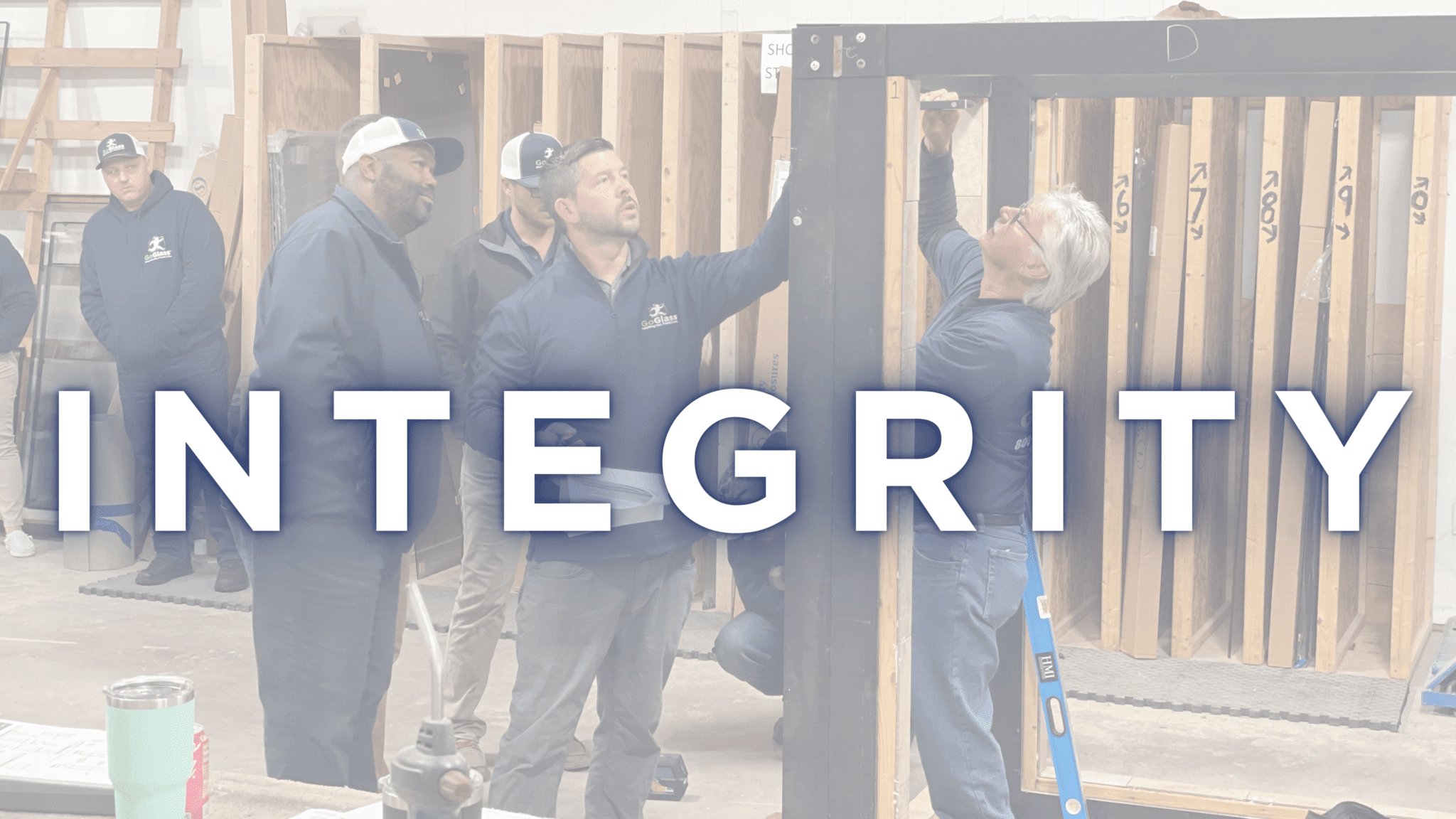 GoGlass action-oriented integrity team works hard during a glass install